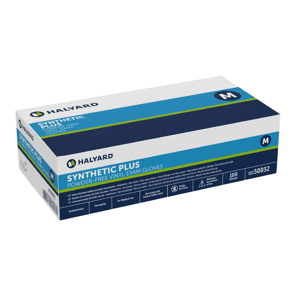 Halyard Vinyl Exam Gloves, White, Powder-Free