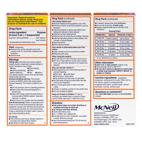 Children's Motrin Ibuprofen Oral Suspension, 100 mg / 5 mL, Berry Flavor, 4 oz