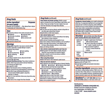 Motrin IB Ibuprofen Coated Caplets, 200 mg