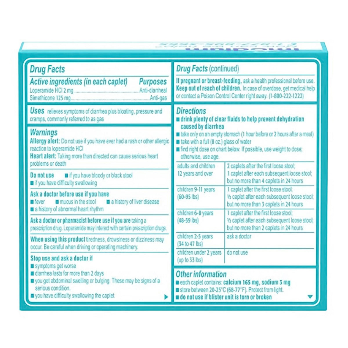 Imodium Multi-Symptom Relief Caplets, Loperamide HCl 2 mg / Simethicone 125 mg, Anti-Diarrheal - 50580033818 - LL Medico