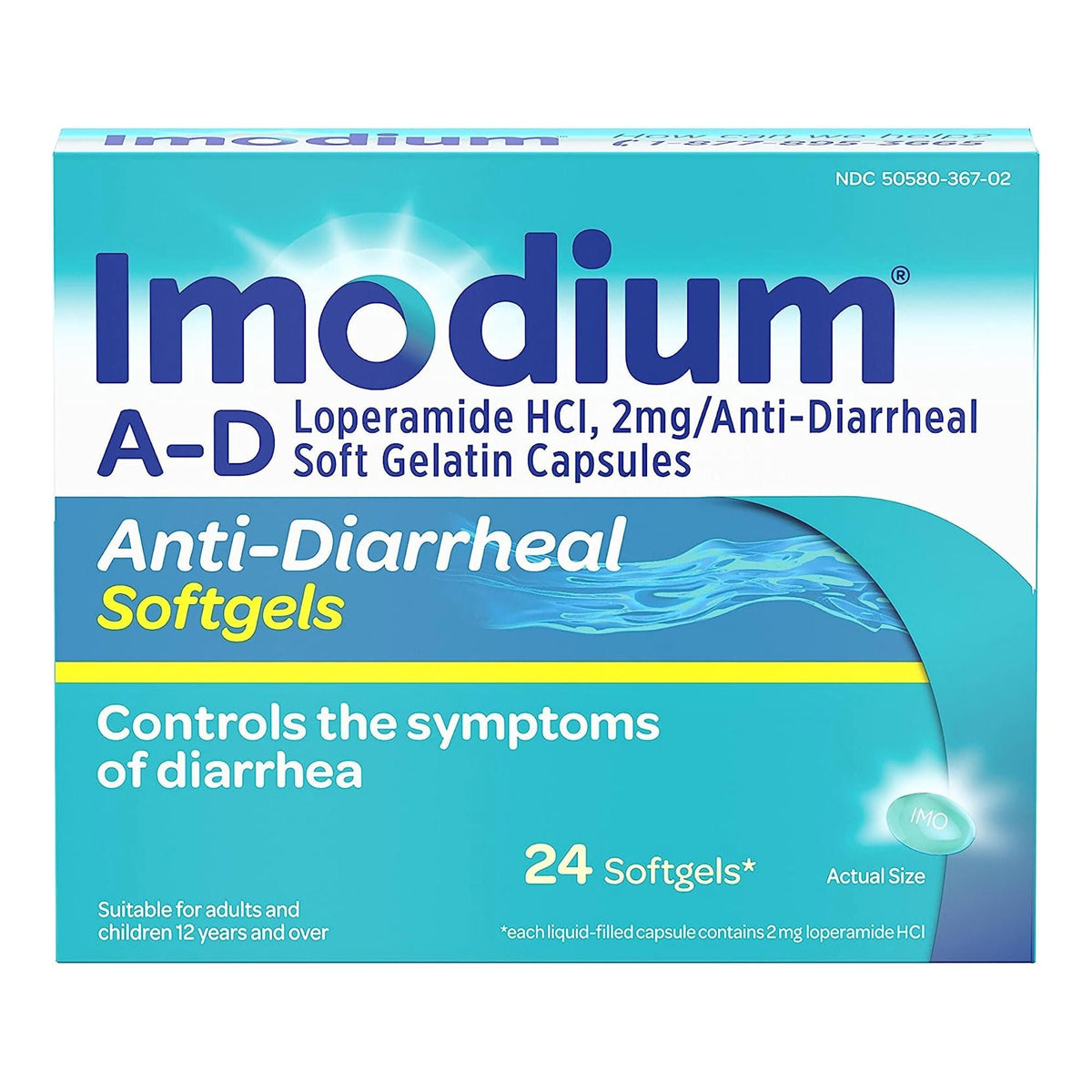 Imodium A-D Anti-Diarrheal Caplets, Loperamide HCl 2 mg - 50580036702 - LL Medico