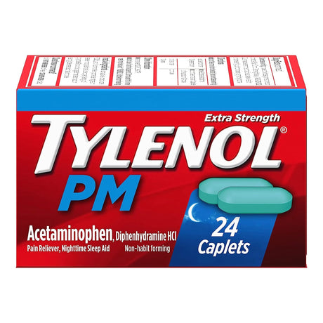 Tylenol PM Extra Strength Pain Reliever & Sleep Aid Caplets, 500 mg-25 mg