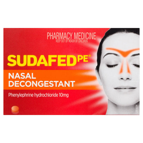 Sudafed PE Nasal Decongestant, Phenylephrine HCl 10 mg, Tablet