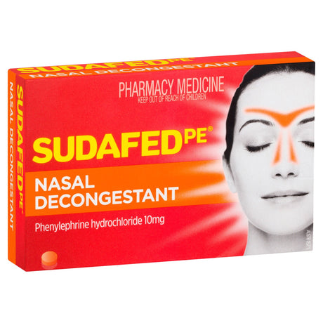 Sudafed PE Nasal Decongestant, Phenylephrine HCl 10 mg, Tablet