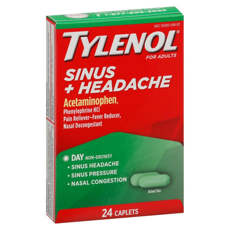 Tylenol Sinus + Headache Daytime Non-Drowsy Caplets, 325 mg - 5 mg