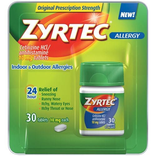 Zyrtec 24 Hour Allergy Relief Tablets, Cetirizine HCl, 10 mg - 50580072673 - LL Medico