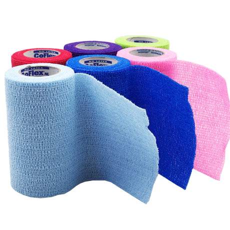 CoFlex NL Cohesive Bandage, Self-adherent Closure, Elastic, Neon Pink - Blue - Purple - Light Blue - Neon Green - Red, Nonsterile, 12 lbs. Tensile Strength - LL Medico