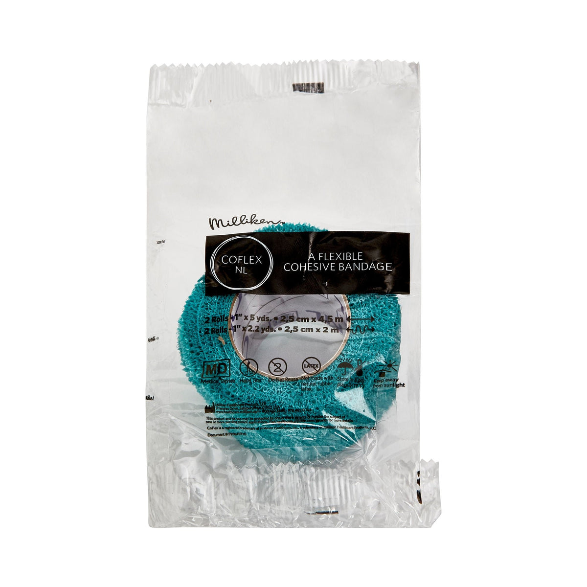 CoFlex NL Cohesive Bandage, Self-Adherent Closure, Teal Blue White Purple Green, Elastic, Nonsterile, 5 Yard - LL Medico