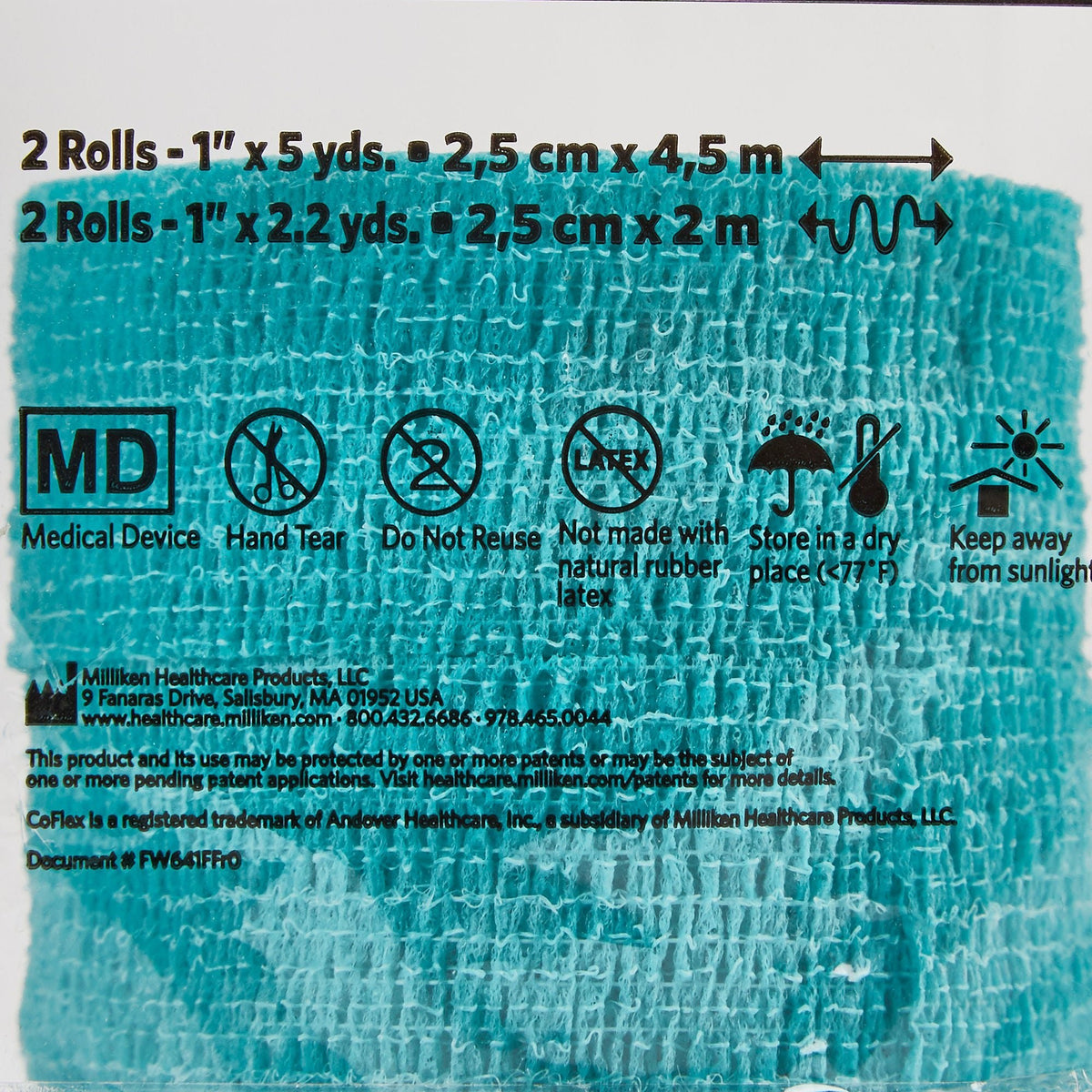 CoFlex NL Cohesive Bandage, Self-Adherent Closure, Teal Blue White Purple Green, Elastic, Nonsterile, 5 Yard - LL Medico