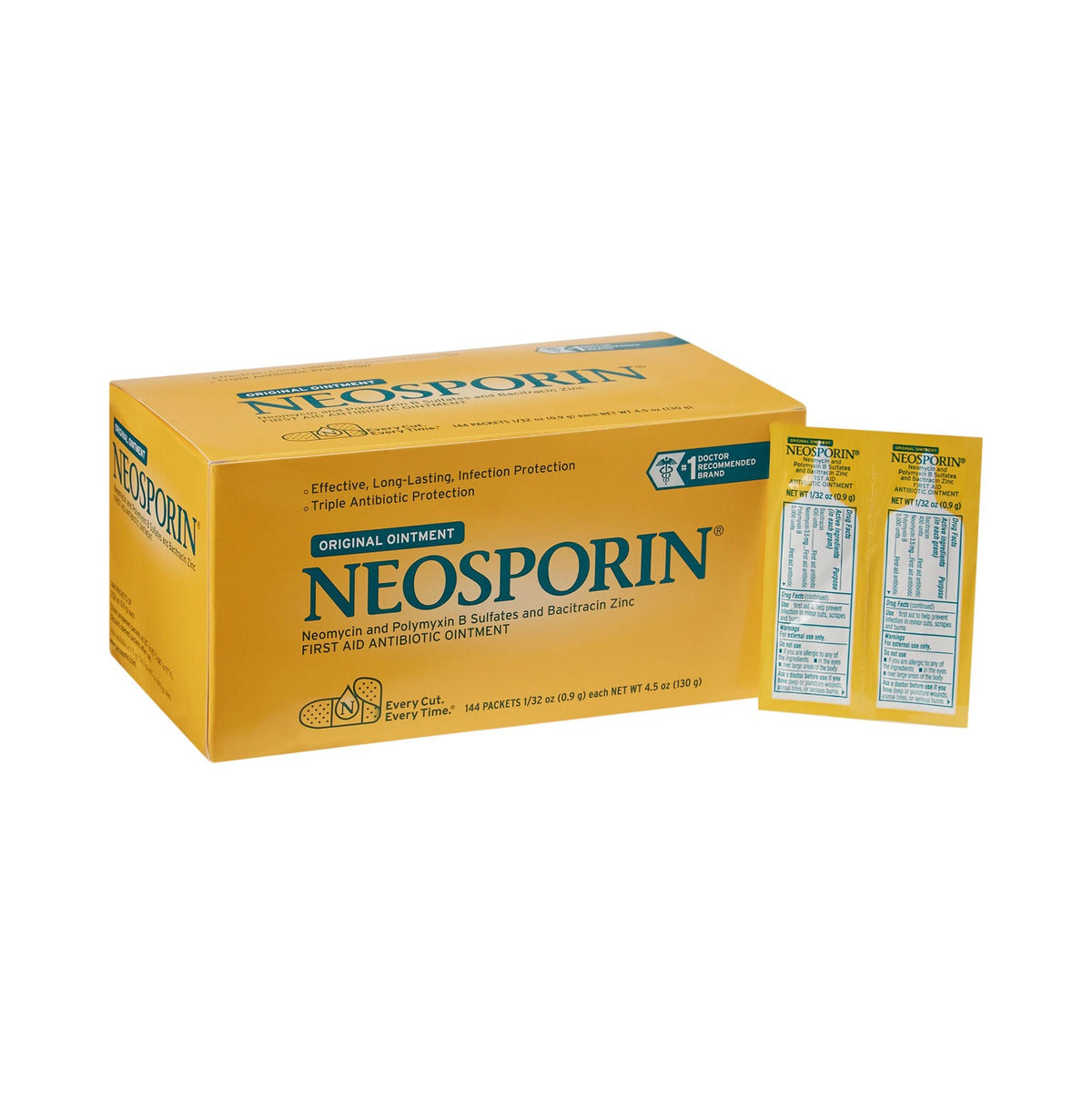 Neosporin Original, First Aid Antibiotic Ointment, Bacitracin Neomycin Polymyxin B, 0.9 g Individual Packet - 510425700 - LL Medico