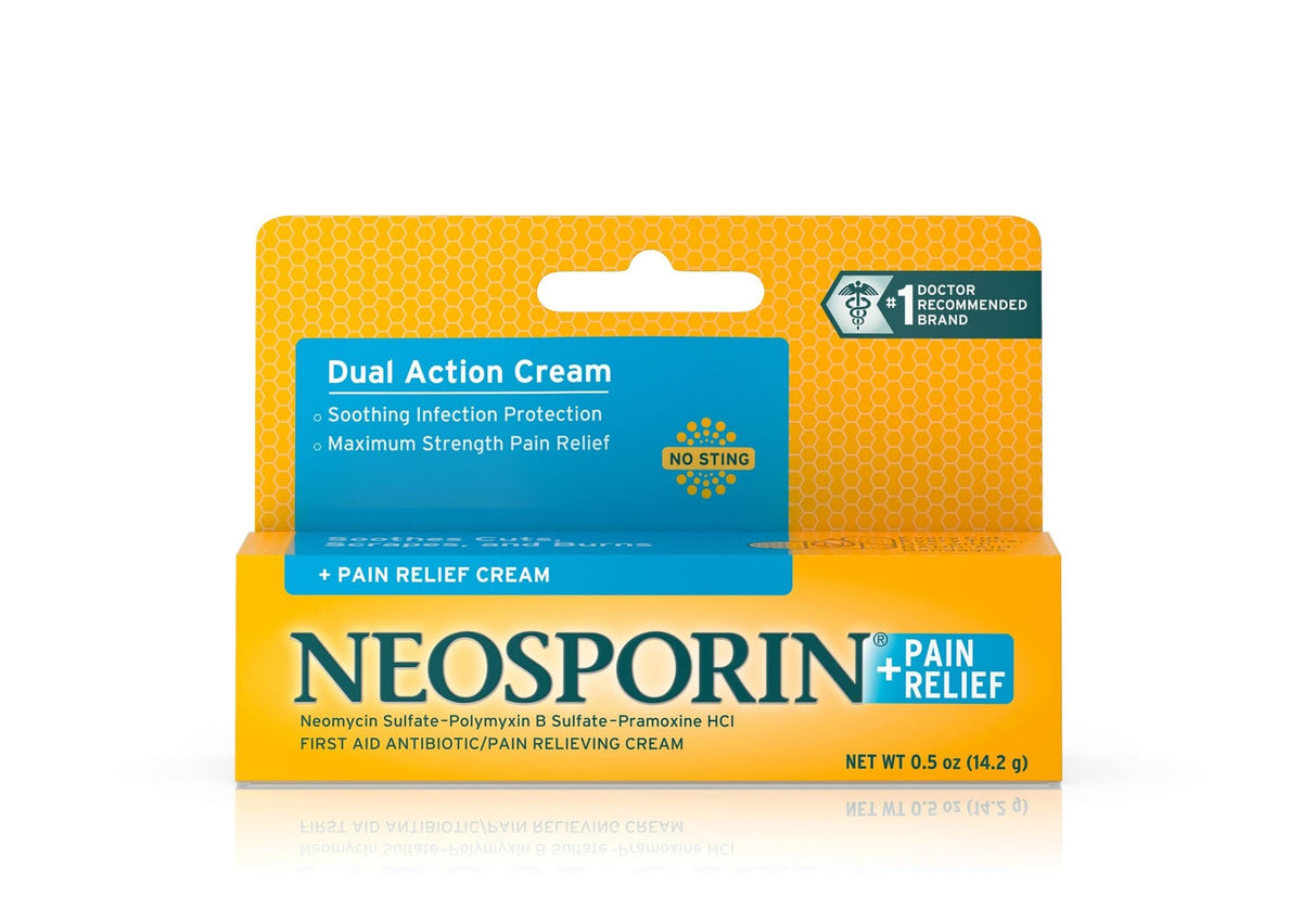 Neosporin + Pain Relief Cream, Maximum Strength First Aid Antibiotic, 0.5 oz Tube - 512382900-Single - LL Medico