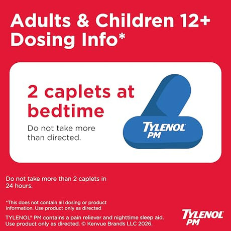 Tylenol PM Extra Strength Pain Reliever & Sleep Aid Caplets, 500 mg Acetaminophen - LL Medico