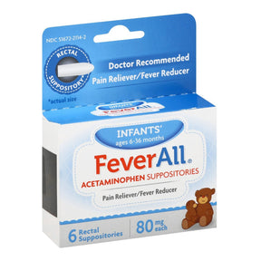 FeverAll Infants' Acetaminophen Rectal Suppositories, 80 mg - 51672211402 - LL Medico