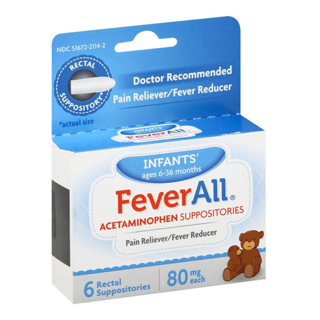 FeverAll Infants' Acetaminophen Rectal Suppositories, 80 mg - 51672211402 - LL Medico