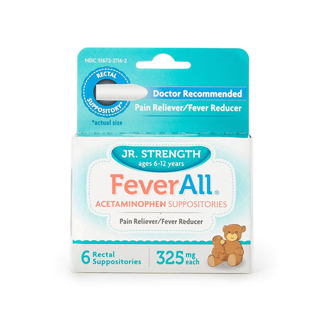 FeverAll Acetaminophen Rectal Suppository, 325 mg - 51672211602 - LL Medico
