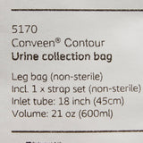 Coloplast Conveen Contour Urinary Leg Bag: Anti-Reflux Valve, Polyethylene/Flocked, 600mL