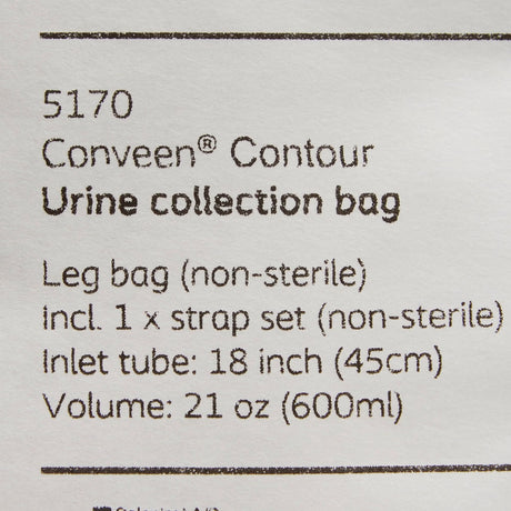 Coloplast Conveen Contour Urinary Leg Bag: Anti-Reflux Valve, Polyethylene/Flocked, 600mL