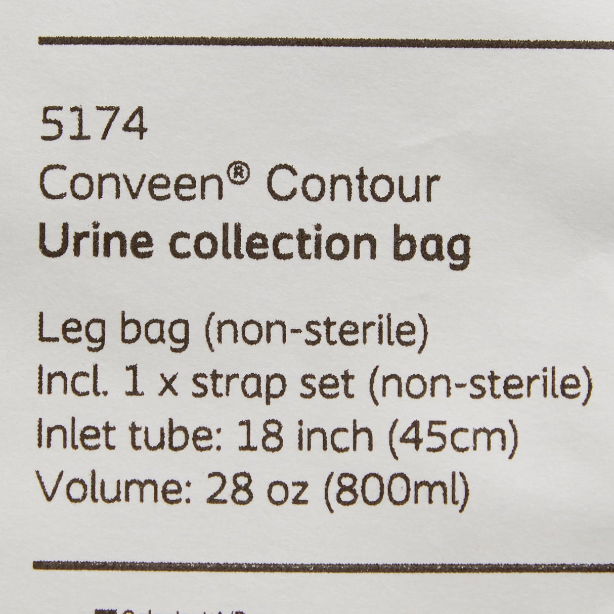 Coloplast Conveen Contour Urinary Leg Bag, Anti-Reflux Valve, Polyethylene/Flocked, 800mL