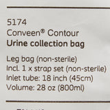 Coloplast Conveen Contour Urinary Leg Bag, Anti-Reflux Valve, Polyethylene/Flocked, 800mL
