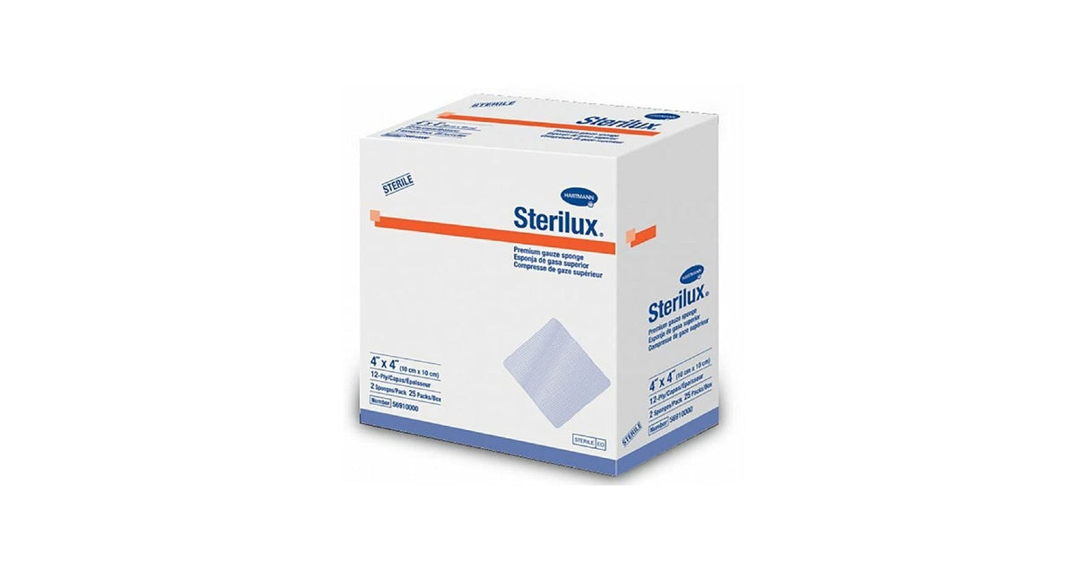 Sterilux Sterile Gauze Sponge, 4 x 4 Inch, 12-Ply
