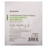 McKesson Silicone Adhesive with Border Silicone Foam Dressing, 3 x 3 Inch