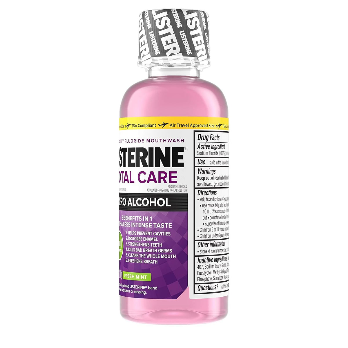 Listerine Total Care Zero Alcohol Anticavity Fluoride Mouthwash, Fresh Mint, 3.2 fl oz