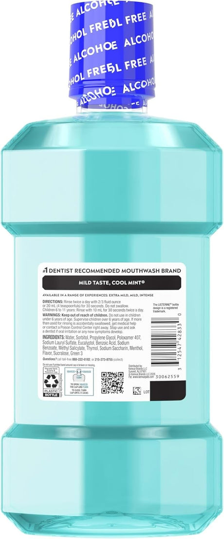 Listerine Cool Mint Mouthwash, Alcohol Free, Mild Mint - 524283000 - LL Medico
