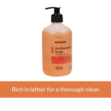 McKesson Antibacterial Soap Liquid with Pump, Clean Scent, 18 fl oz