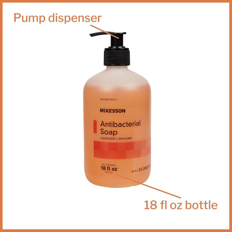 McKesson Antibacterial Soap Liquid with Pump, Clean Scent, 18 fl oz