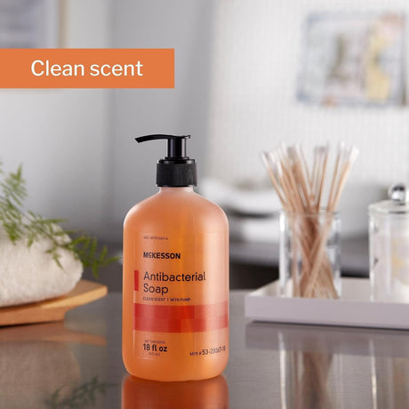 McKesson Antibacterial Soap Liquid with Pump, Clean Scent, 18 fl oz