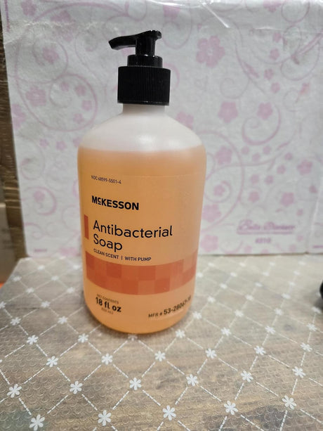 McKesson Antibacterial Soap Liquid with Pump, Clean Scent, 18 fl oz