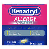 Benadryl Allergy Liqui-Gels, Dye Free, 25 mg Diphenhydramine HCl - 531702100 - LL Medico