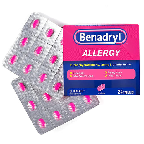Benadryl Allergy Relief Tablets, Diphenhydramine HCl, 25 mg - 531703100 - LL Medico