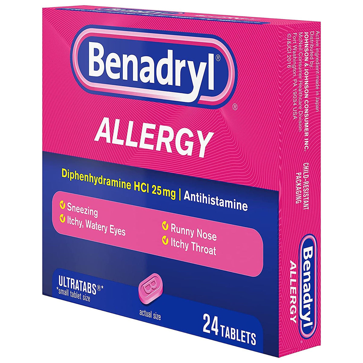 Benadryl Allergy Relief Tablets, Diphenhydramine HCl, 25 mg - 531703100 - LL Medico