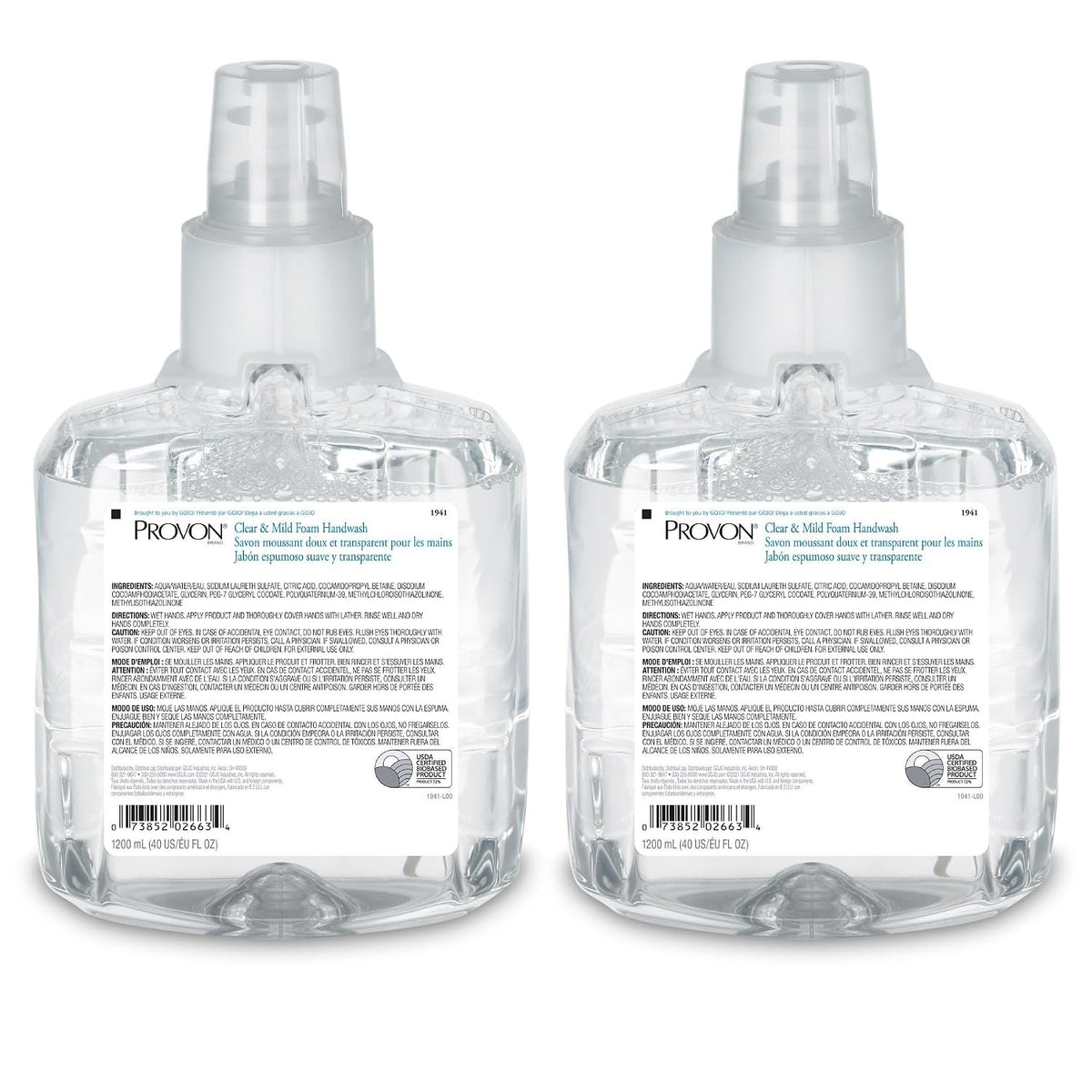 Provon Clear & Mild Foam Handwash, 1,200 mL Refill Bottle
