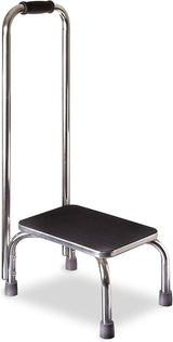Step Stool with Handrail Mabis DMI 1 Step Chrome Plated Steel Frame 9-1/2 Inch Step Height