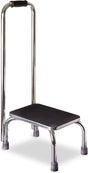 Step Stool with Handrail Mabis DMI 1 Step Chrome Plated Steel Frame 9-1/2 Inch Step Height
