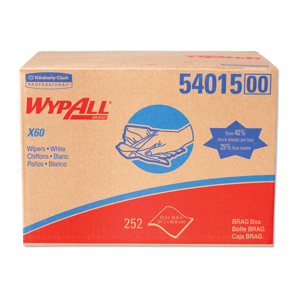 WypAll GeneralClean x 60, Multipurpose Task Wipe, White, Hydroknit, NonSterile, Disposable, 11.1 x 16.8" - 54015 - LL Medico