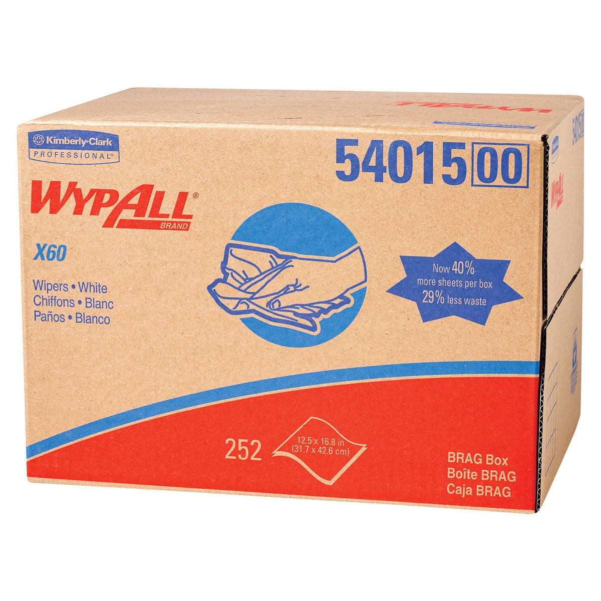 WypAll GeneralClean x 60, Multipurpose Task Wipe, White, Hydroknit, NonSterile, Disposable, 11.1 x 16.8" - 54015 - LL Medico