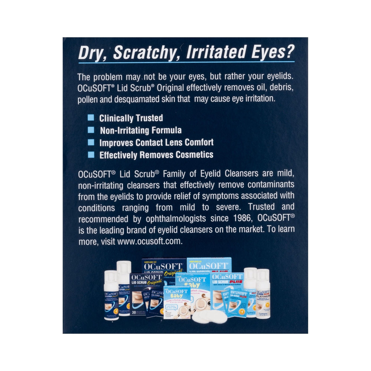 OCuSOFT Lid Scrub Original Eyelid Cleanser Pre-Moistened Pads - 54799030190 - LL Medico