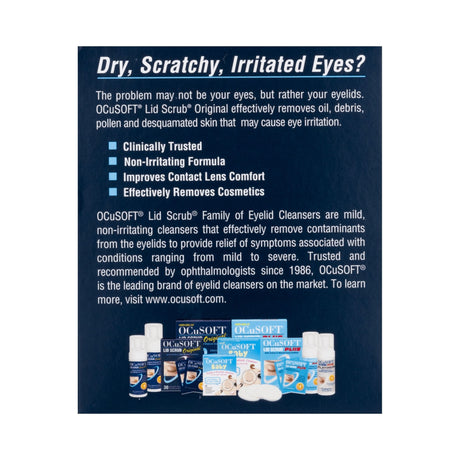 OCuSOFT Lid Scrub Original Eyelid Cleanser Pre-Moistened Pads - 54799030190 - LL Medico