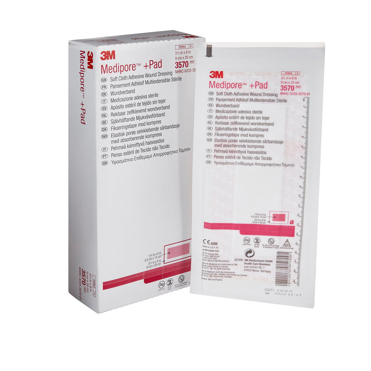 3M Medipore Adhesive Dressing, Soft Cloth, Sterile, White
