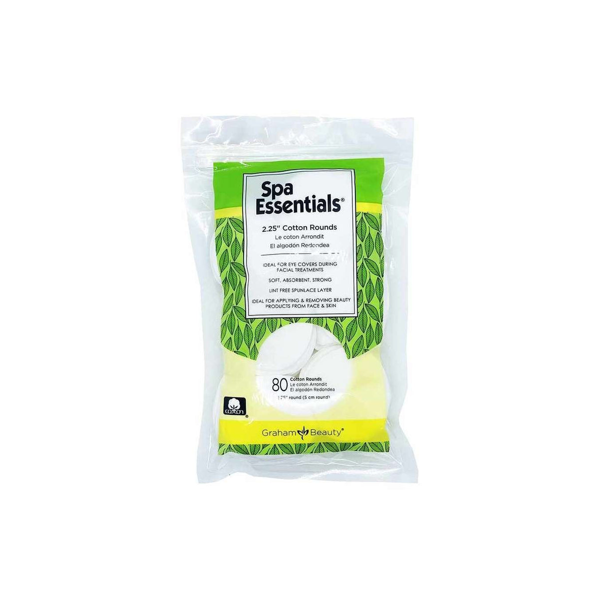 Spa Essentials Cotton Rounds, NonSterile, 2.25" Diameter, White, Cotton / Polyester - 55493 - LL Medico