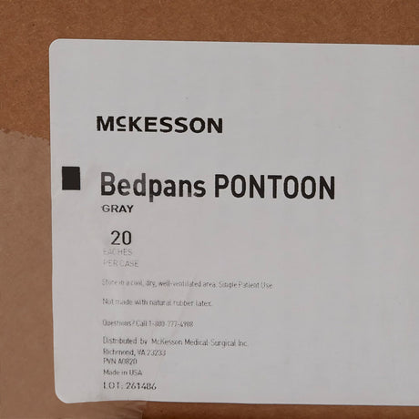 Pontoon Bedpan McKesson Graphite 2 Quart / 1893 Ml
