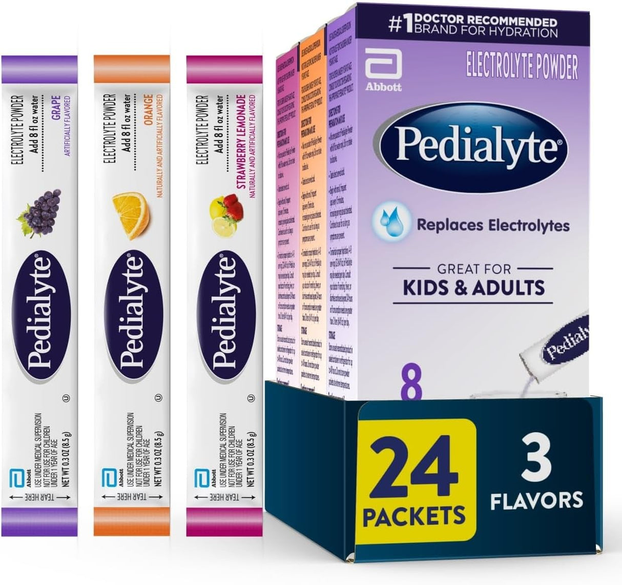 Pedialyte Electrolyte Powder Packets, Variety Pack, 0.3 oz