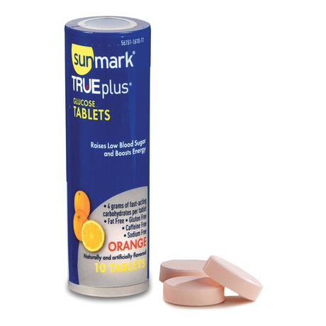 sunmark TRUEplus Orange Glucose Supplement, Chewable Tablet, 4 g, Dextrose