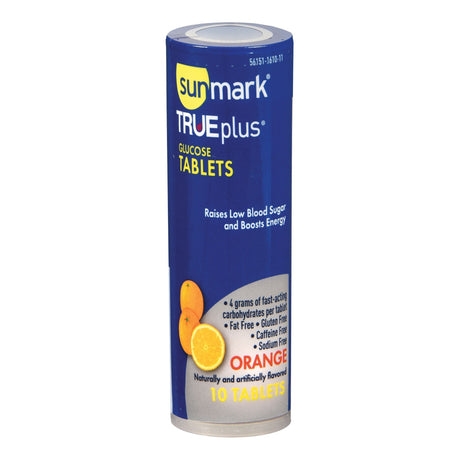 sunmark TRUEplus Orange Glucose Supplement, Chewable Tablet, 4 g, Dextrose