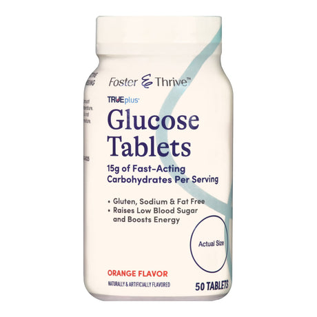 Foster & Thrive TRUEplus Glucose Chewable Tablets, Orange, 4 g
