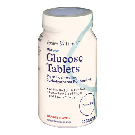 Foster & Thrive TRUEplus Glucose Chewable Tablets, Orange, 4 g
