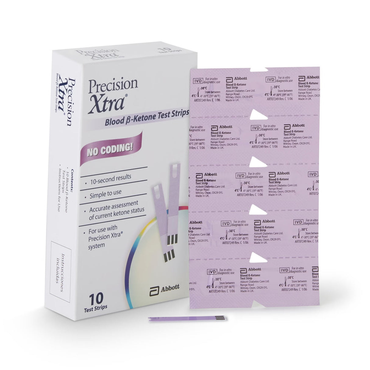 Precision Xtra Blood Ketone Test Strips, 10 Count